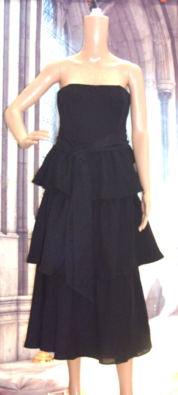 Lulus Black Jacquard Tiered Sleeveless Midi Dress size M